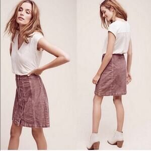 NEW Anthropologie Pilcro and The Letterpress Pink Corduroy Gallery Skirt Size 8